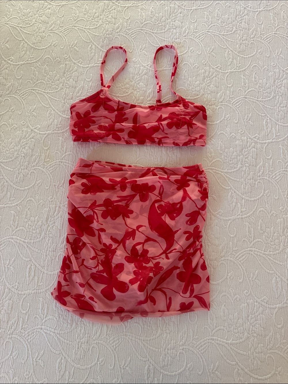 Pink Floral Mesh bathing suit (Hutch)